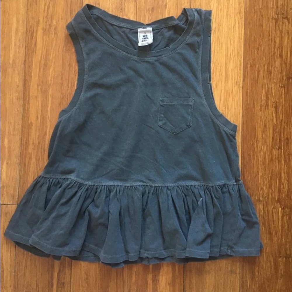 We the free peplum t-shirt in charcoal grey size small
